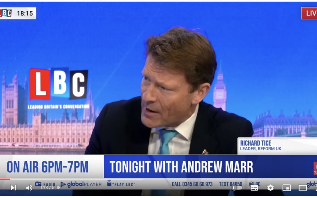 Reform UK will be level with the Tories by summer, Richard Tice tells Andrew Marr | LBC